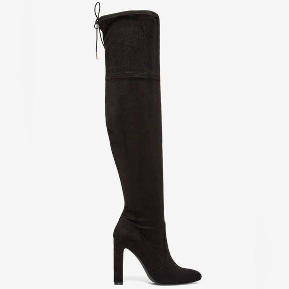 NIB Black Over The Knee Faux Sued Boots - Picture 3 of 5